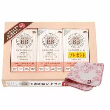 Azuma Shoji Mineral BB Cream Tabibijin SPF35/PA+++ 40g x 3 bottles set [Imabari towel handkerchief included] (Flower pattern)