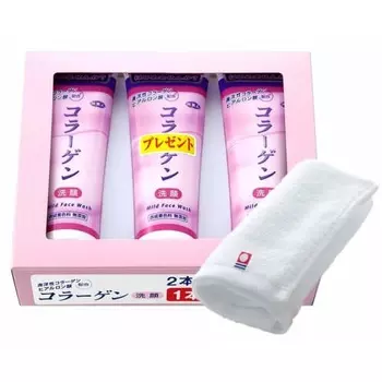 Azuma Shoji [Same price with Imabari towel] Collagen facial cleansing cream 120g 3-pack set/Hyaluronic acid combination Tabibijin facial cleansing foa