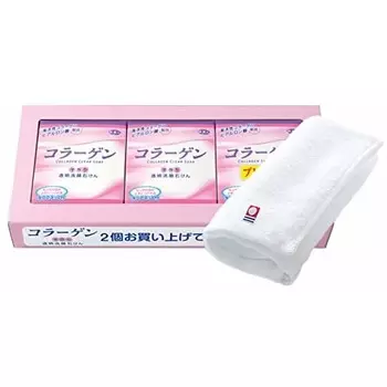 Azuma Shoji [Включает полотенце Imabari] Коллагеновое прозрачное очищающее мыло для лица ручной работы, 3 шт./с пенообразующей сеткой, Tabibijin