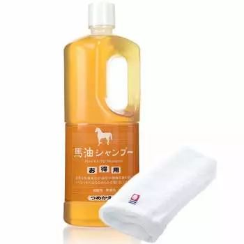 Azuma Shoji [включает полотенце Imabari] Шампунь с конским маслом, сменная упаковка 1000 мл/Масло для волос Tabibijin Bayu Ощущение, как будто вы сами его нанесли.