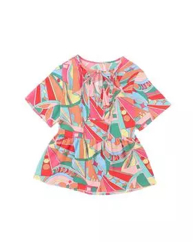 Azura Exchange Струящаяся блузка с абстрактным узором и V-образным вырезом S разноцветный