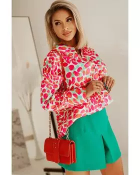 Azura Exchange Abstract Print Long Sleeve Buttoned Shirt M красный