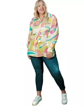 Azura Exchange Abstract Print Loose Tunic Shirt 2X жёлтый