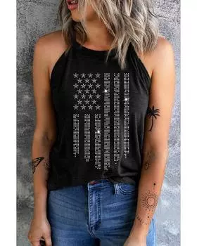 Azura Exchange Майка с принтом американского флага 2XL чёрный