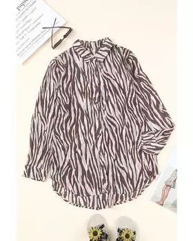 Azura Exchange Animal Print Buttons Shirt M серый