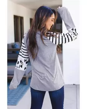 Azura Exchange Animal Print Long Sleeve Top S серый