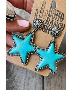 Azura Exchange Antique Studded Star Dangle Earrings in Alloy - Western Style ONE SIZE зелёный