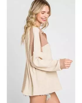 Azura Exchange Абрикосовый свободный трикотажный топ с вафельным контрастом M абрикосовый