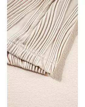 Azura Exchange Абрикосовый текстурированный волнистый топ с круглым вырезом и длинными рукавами S абрикосовый