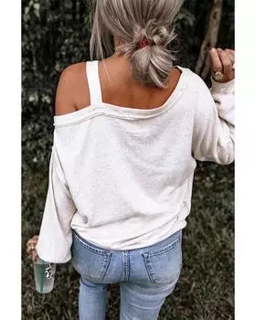 Azura Exchange Асимметричный топ с открытыми плечами и леопардовым цветочным принтом XL бежевый