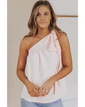 Azura Exchange Asymmetric Tie On Shoulder Sleeveless Top M розовый