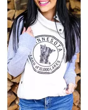 Azura Exchange Asymmetrical Graphic Raglan Sleeve Sweatshirt S белый