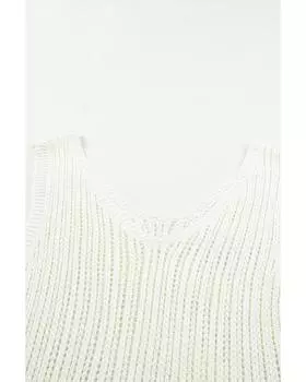 Azura Exchange Ажурная трикотажная майка с V-образным вырезом M белый