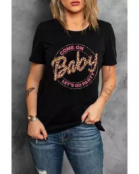 Azura Exchange Barbie Leopard Graphic T-Shirt L чёрный