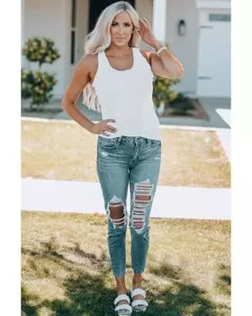 Azura Exchange Basic Solid Tank Top S белый