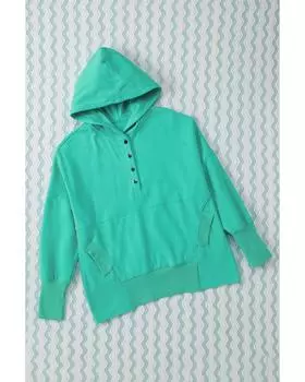 Azura Exchange Batwing Sleeve Pocketed Henley Hoodie S небесно-голубой