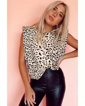 Azura Exchange Бежевый леопардовый принт, свободный крой, без рукавов XL бежевый