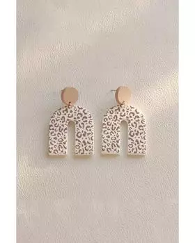 Azura Exchange Beige Neutral Animal Print U Shaped Earrings ONE SIZE бежевый