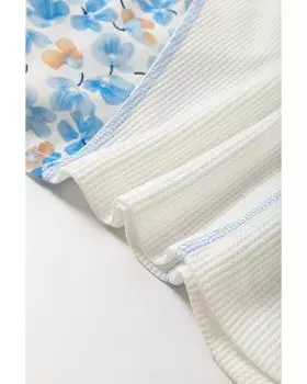 Azura Exchange Белая блузка с абстрактным цветочным принтом и V-образным вырезом в стиле пэчворк XL белый