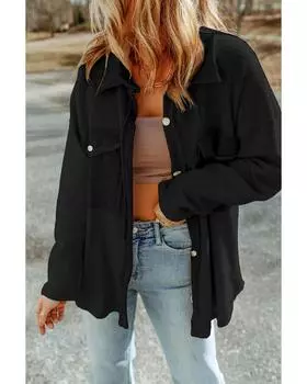 Azura Exchange Черная контрастная куртка с клапанами и карманами свободного покроя S чёрный