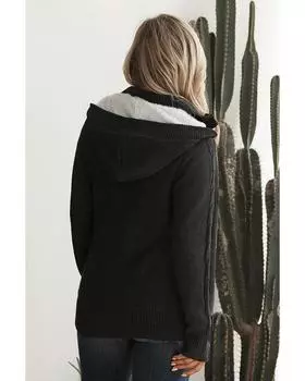 Azura Exchange Black Long Sleeve Button-up Hooded Cardigans XL чёрный