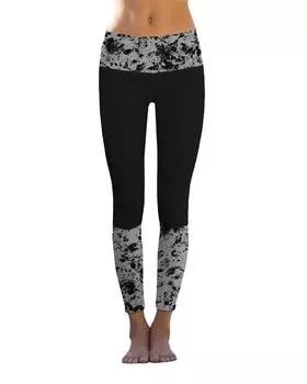 Azura Exchange Black Mercury Printed Details Leggings Yoga Pants S белый