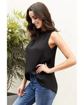 Azura Exchange Black Ruffle Trim Neckline Tank Top L чёрный