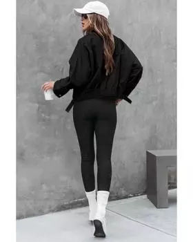 Azura Exchange Black Solid Full Zipped Jacket M чёрный