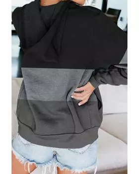 Azura Exchange Черная толстовка с капюшоном на молнии спереди с цветными блоками и завязками S чёрный