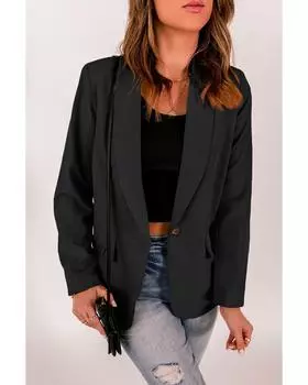 Azura Exchange Блейзер с карманом на пуговицах S чёрный