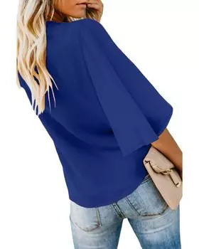 Azura Exchange Blue Button Tie Top S синий