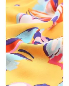 Azura Exchange Блузка с эластичным вырезом и принтом S жёлтый