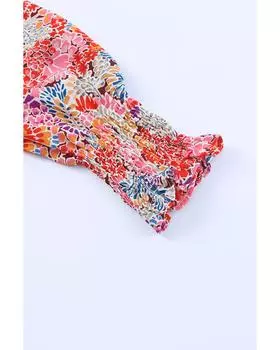 Azura Exchange Блузка с цветочным принтом и рукавами-фонариками L разноцветный