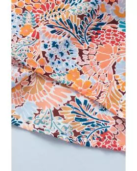 Azura Exchange Блузка с цветочным принтом и рукавами-фонариками L небесно-голубой