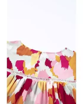 Azura Exchange Блузка с длинным рукавом и абстрактным принтом XL разноцветный