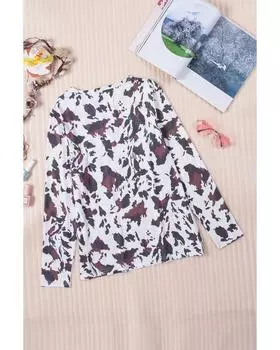 Azura Exchange Блузка с длинным рукавом и вырезом-замочной скважиной M белый