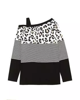 Azura Exchange Блузка с длинными рукавами в леопардовую полоску S чёрный