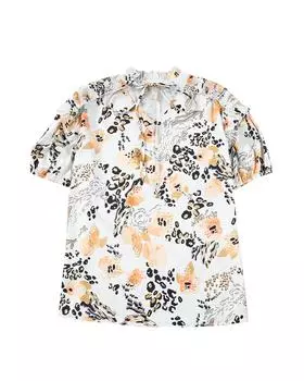 Azura Exchange Блузка с леопардовым цветочным принтом и рукавами-фонариками S золотой