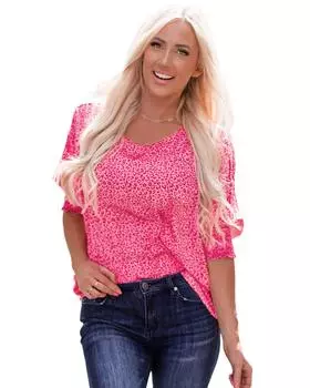 Блузка Azura Exchange с леопардовым принтом и рукавами-фонариками M леопардовый