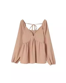 Azura Exchange Блузка с V-образным вырезом и сборками на спине, с баской XL оранжевый