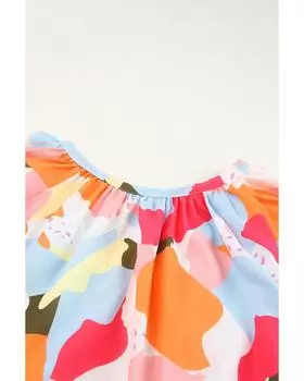 Azura Exchange Блузка с V-образным вырезом и короткими рукавами с цветочным принтом S разноцветный