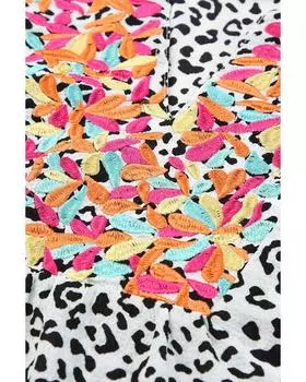 Azura Exchange Блузка с V-образным вырезом и оборками на рукавах M леопардовый