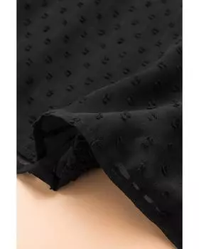 Azura Exchange Блузка с V-образным вырезом и швейцарским кружевом в горошек S чёрный