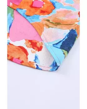 Azura Exchange Блузка с V-образным вырезом и рукавами-крылышками с абстрактным принтом M розовый