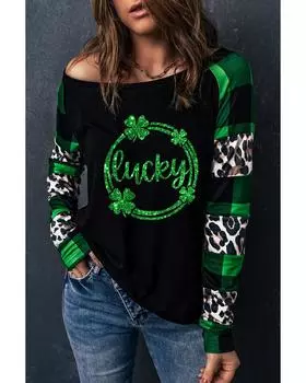 Azura Exchange Блузка в клетку с леопардовым принтом M зелёный