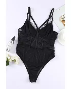 Azura Exchange Боди с кружевными вставками и бретельками-спагетти XL чёрный