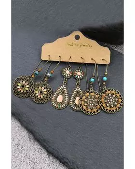 Azura Exchange Boho Retro Dangle Earrings Set ONE SIZE золотой