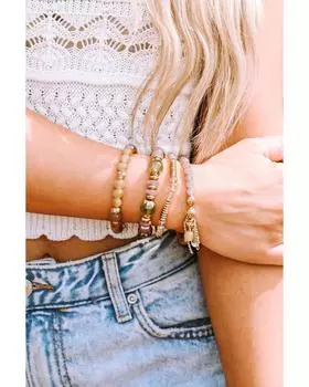 Azura Exchange Brown Bohemian Crystal Pendant Tassel Bracelet One Size коричневый