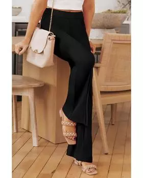 Azura Exchange Брюки с высокой талией и разрезом по низу XL чёрный