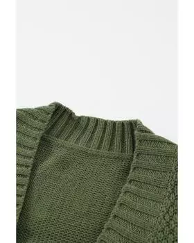 Azura Exchange Кардиган с застежкой на пуговицы и передним карманом S зелёный